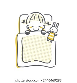 sleeping little girl, cute illustraton