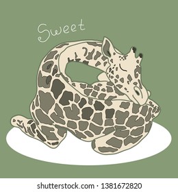 sleeping little green vector giraffe