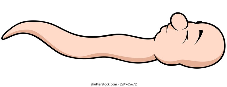Sleeping Little Worm - Smiling Cartoon Illustration, Vector
