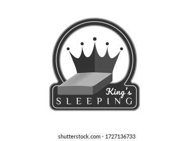  Sleeping logo, crown and bed concept vector illustration design