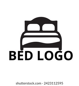 Sleeping Logo Design Template. Vector Logo for Bed. Pillow Bed with Logo Design of the Night Moon Star