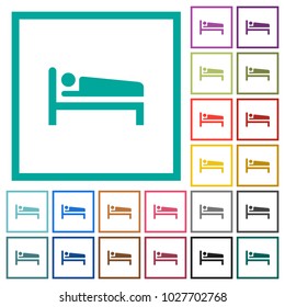 Sleeping man flat color icons with quadrant frames on white background