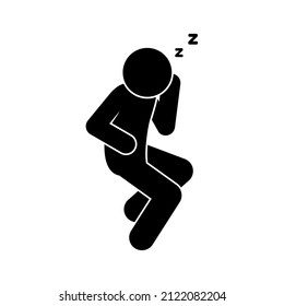 sleeping man icon, human body silhouette isolated, vector illustration, resting people