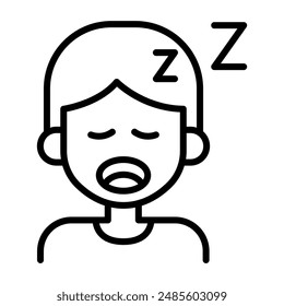 Sleeping man icon en línea fina estilo Diseño gráfico de Ilustración vectorial 