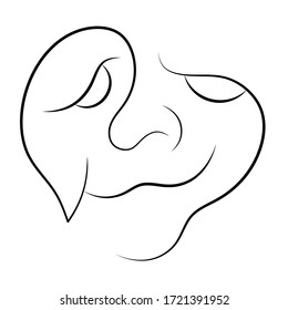 Sleeping man portrait, vector illustration