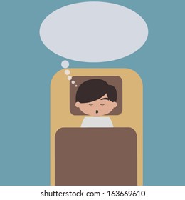 Sleeping man with speech bubble vector