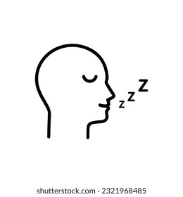 sleeping man thin line icon isolated on white. linear flat style simple trend modern logo graphic art design illustration. concept of dormant human contour badge or tired man in bed room