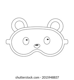 máscara de sueño con cara de oso, contorno negro, ilustración vectorial aislada