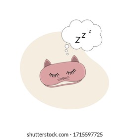 Máscara durmiente, mascarilla dormida del gato. Ilustración del vector