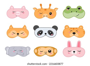 Máscara de duelo con caras animales lindas .Ilustración vectorial