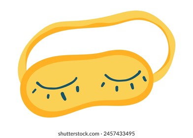 Sleeping mask in flat design. Cute bedtime accessory with closed eyes print. Vector illustration isolated.