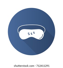 Sleeping mask flat design long shadow glyph icon. Dense bandage on eyes. Vector silhouette illustration
