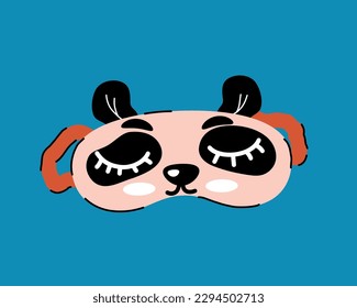 Sleeping mask in the form of a panda Vector stock illustration. isolated. trendy design. hand drawn. Doodle. Animal. Asian bear. A snooze item.