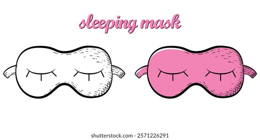 sleeping mask hand drawn engrave style vector art icon