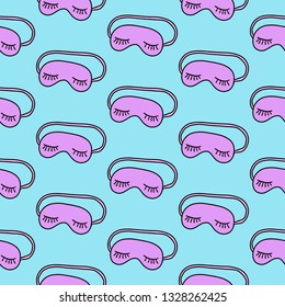 Sleeping mask hand drawn seamless pattern cartoon minimalism