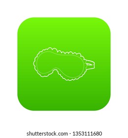 Sleeping mask icon green vector isolated on white background