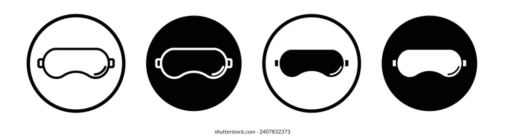 Sleeping mask icon set. eye sleep mask vector symbol in black filled and outlined style.