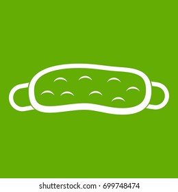 Sleeping mask icon white isolated on green background. Vector illustration