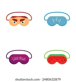 Sleeping mask icons set cartoon vector. Nightwear detail for rest and relaxation. Sleep and night rest