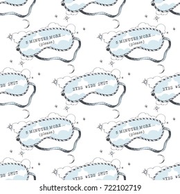 Sleeping mask. Moon. Stars. Vector illustration of seamless pattern.