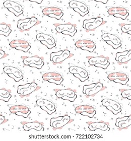 Sleeping mask. Moon. Stars. Vector illustration of seamless pattern.