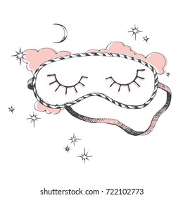 Sleeping Mask. Moon. Stars. Vector Illustration.