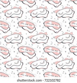 Sleeping mask. Moon. Stars. Vector illustration of seamless pattern.