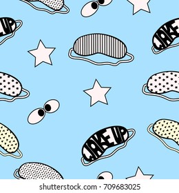 sleeping mask pattern eyes star seamless pattern vector illustration 