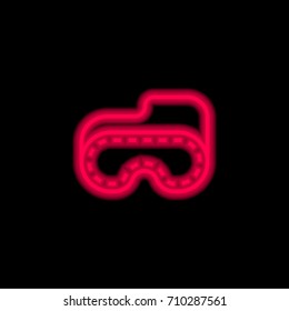 Sleeping mask red glowing neon ui ux icon. Glowing sign logo vector