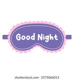 Sleeping mask with ruffles. Eye mask. Night rest accessory. Vector flat illustration