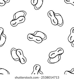 Máscara de dormir sin patrón doodle Vector sobre fondo blanco