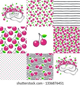 Sleeping mask and seamless patterns. Vector illustration set.