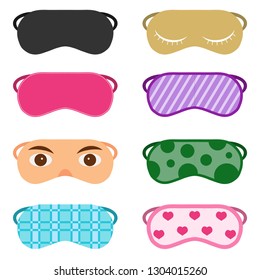 Sleeping Mask Vector Design illustration. Sleep mask set isolated on white. Cartoon illustration of a sleep mask.