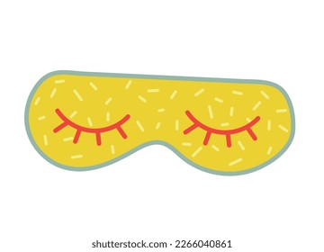 Máscara durmiente. Diseño de iconos de dibujos animados con estilo de línea plana vectorial. El concepto de sueño, máscara de sueño. Pegatina. aislado en un fondo blanco. Clipart. Ilustración del vector