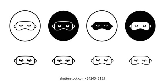 Sleeping mask vector icon set collection. Sleeping mask Outline flat Icon.