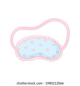 Sleeping mask vector ikon. Sleeping night eye accessory blindfold relax in traveling illustration. Nighty sleepy face protection asleep flat cartoon isolated on white for poster, sticker, cards