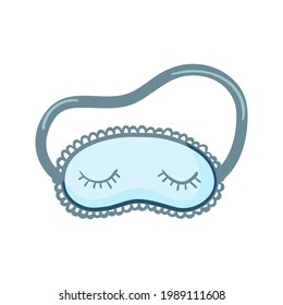Sleeping mask vector ikon. Sleeping night eye accessory blindfold relax in traveling illustration. Nighty sleepy face protection asleep flat cartoon isolated on white for poster, sticker, cards