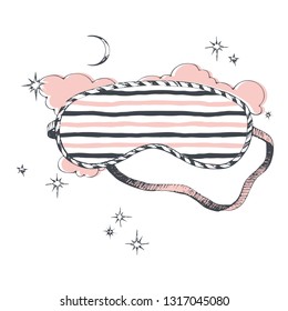 Sleeping mask. Vector illustration with seamless pattern.