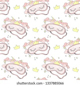Sleeping mask. Vector illustration of seamless pattern.