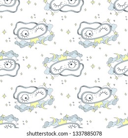 Sleeping mask. Vector illustration of seamless pattern.