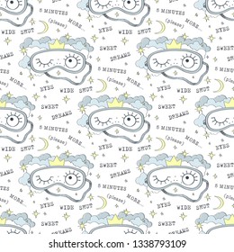 Sleeping mask. Vector illustration of seamless pattern.