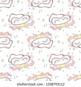 Sleeping mask. Vector illustration of seamless pattern.