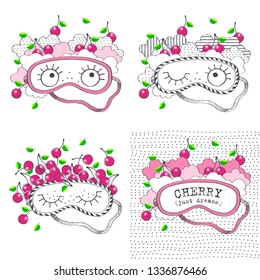 Sleeping mask. Vector illustration set.