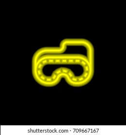 Sleeping mask yellow glowing neon ui ux icon. Glowing sign logo vector