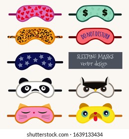 Sleeping masks vector cartoon design 