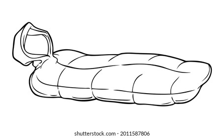 sleeping mat line vector illustration,isolated on white background,top view