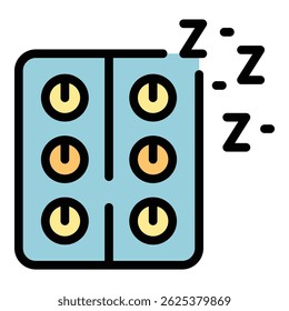 Sleeping medicine icon. Outline Sleeping medicine vector icon for web design isolated on white background color flat