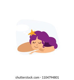 Sleeping mermaid girl. image of sleeping dream