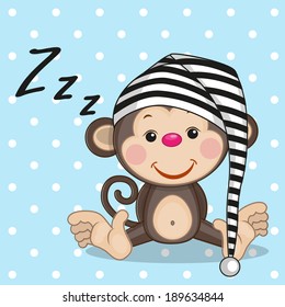 Sleeping Monkey In A Cap