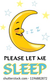 Sleeping moon. Cartoon drawing for design. Vector
